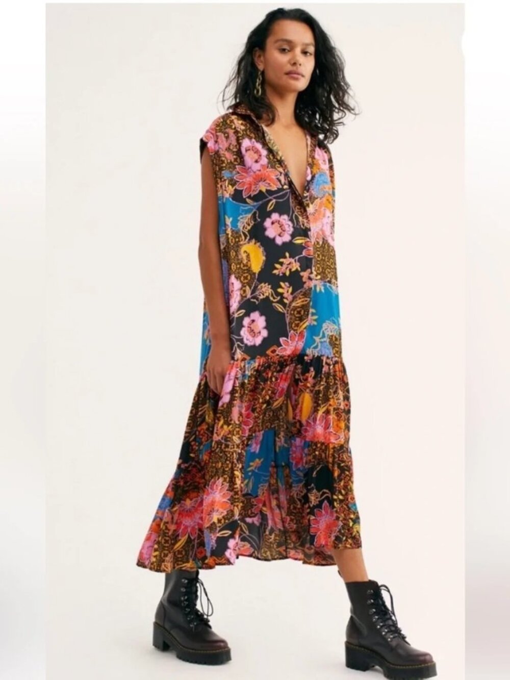 Free People On My Mind Floral Patchwork Maxi Dress Size M NWT $148 - Picture 1 of 11